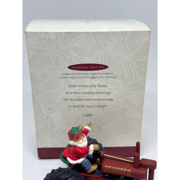 VTG 1994 Hallmark Keepsake Christmas Ornament 2.75" Here Comes Santa Tractor - Picture 5 of 5